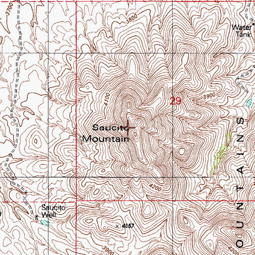 Topographic Map of Saucito Mountain, AZ