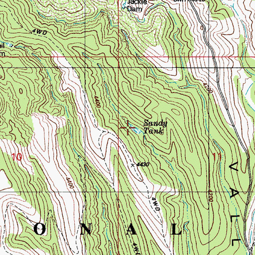 Topographic Map of Sandy Tank, AZ