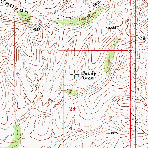 Topographic Map of Sandy Tank, AZ