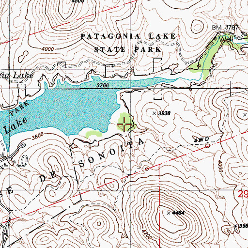 Topographic Map of Sanfords (historical), AZ