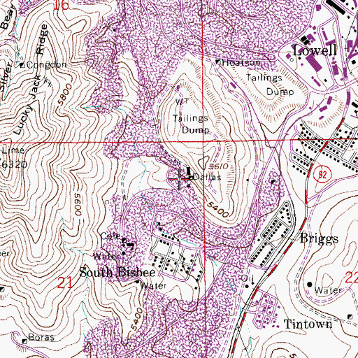 Topographic Map of Dallas, AZ