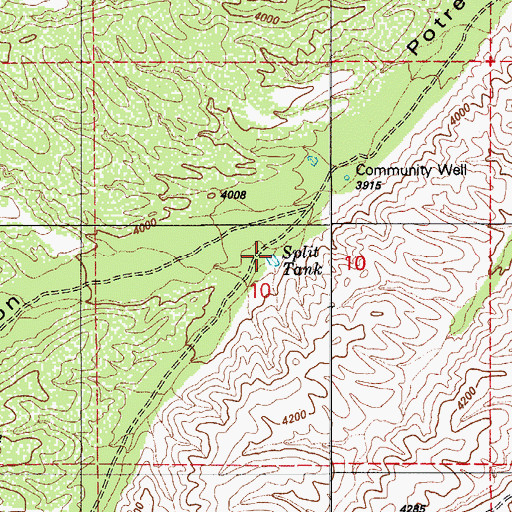 Topographic Map of Split Tank, AZ