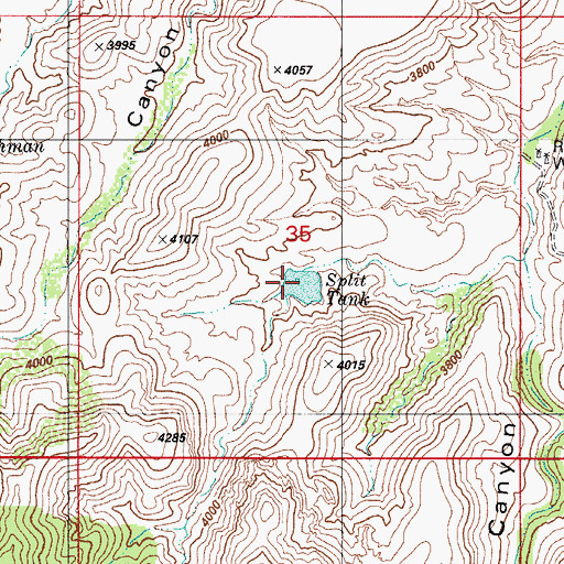 Topographic Map of Split Tank, AZ