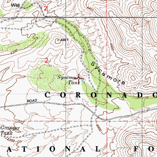 Topographic Map of Sycamore Tank, AZ