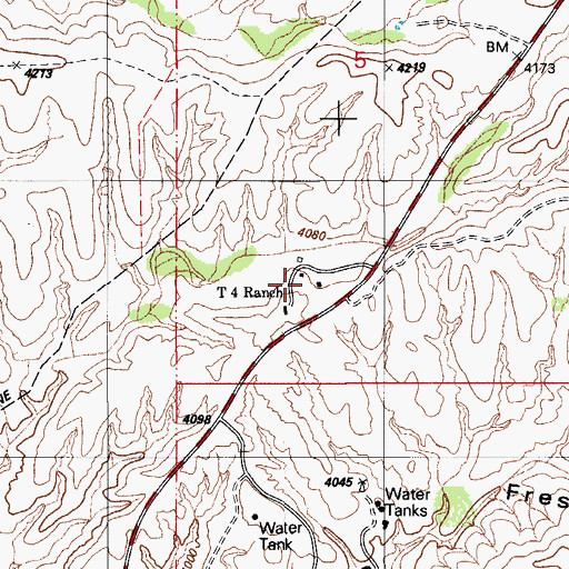 Topographic Map of T 4 Ranch, AZ