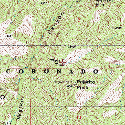 Topographic Map of Three C Tank, AZ
