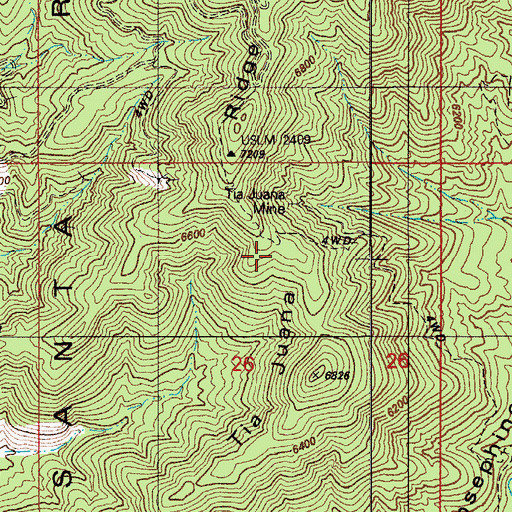 Topographic Map of Tia Juana Ridge, AZ