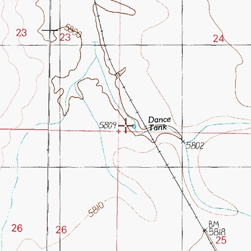 Topographic Map of Dance Tank, AZ
