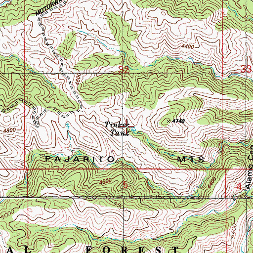 Topographic Map of Tinker Tank, AZ