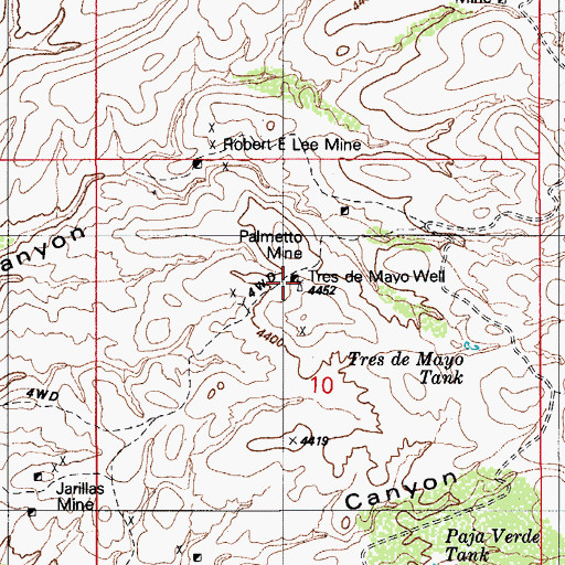 Topographic Map of Tres de Mayo Well, AZ