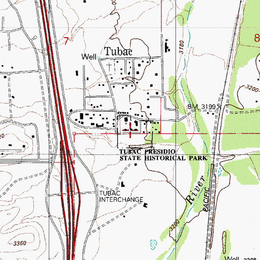Topographic Map of Tubac Presidio State Historical Park, AZ