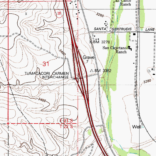 Topographic Map of Tumacacori Carmen Interchange, AZ