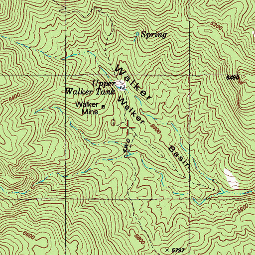 Topographic Map of Walker Basin, AZ