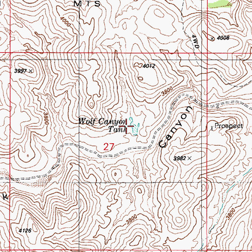 Topographic Map of Wolf Canyon Tank, AZ