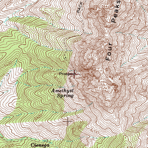 Topographic Map of Amethyst Mine, AZ