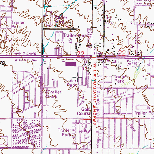 Topographic Map of Arizona Acres Mobile Home Resort, AZ