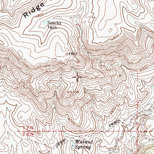 Topographic Map of Brush Spring, AZ
