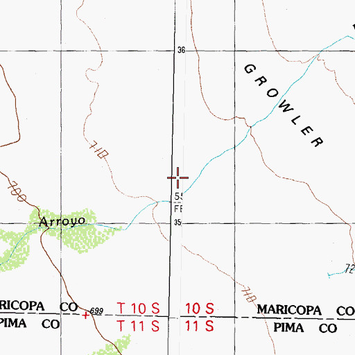 Topographic Map of Daniels Arroyo, AZ