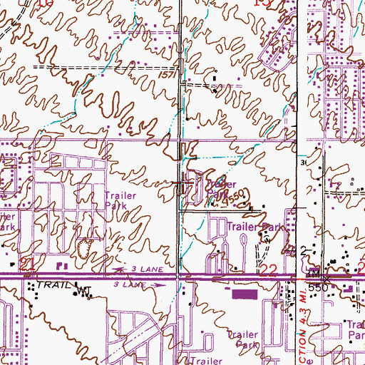 Topographic Map of Cactus Wren Mobile Park, AZ