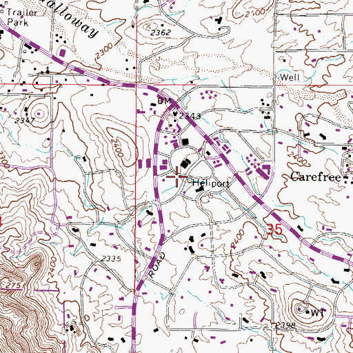 Topographic Map of Carefree Heliport, AZ