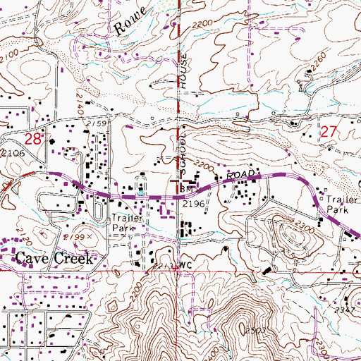 Topographic Map of Cave Creek School, AZ