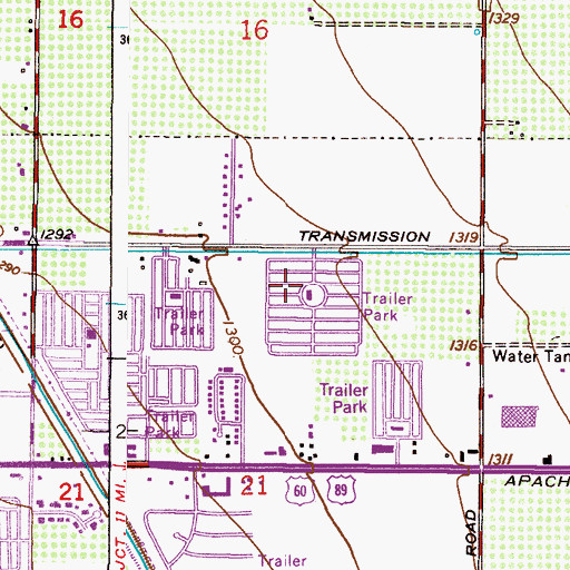Topographic Map of Citrus Gardens, AZ