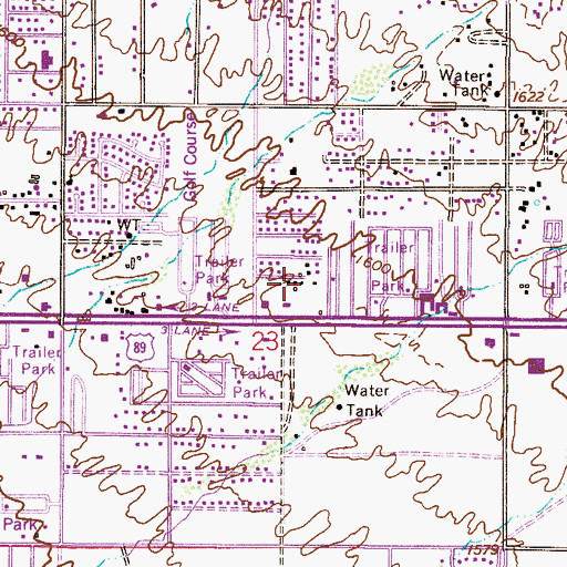 Topographic Map of Danas Trailer Ranch, AZ