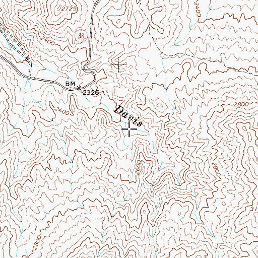 Topographic Map of Davis Spring, AZ