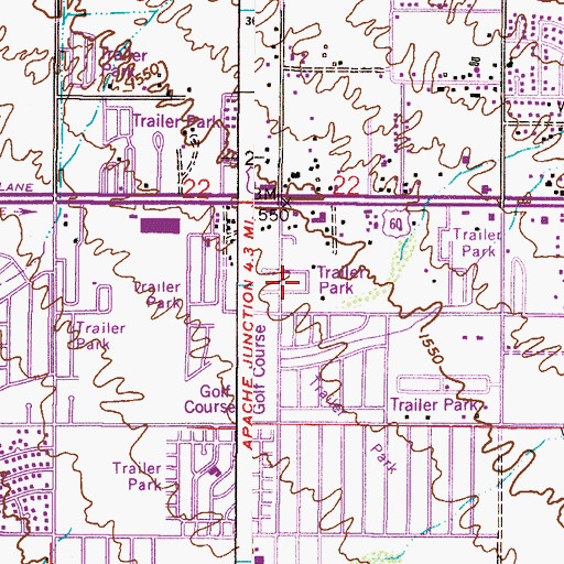 Topographic Map of Desert Village Mobile Home Park, AZ