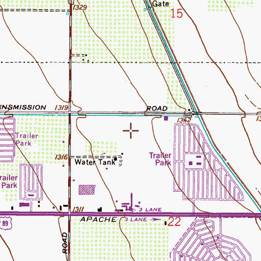 Topographic Map of Greenfield Park, AZ