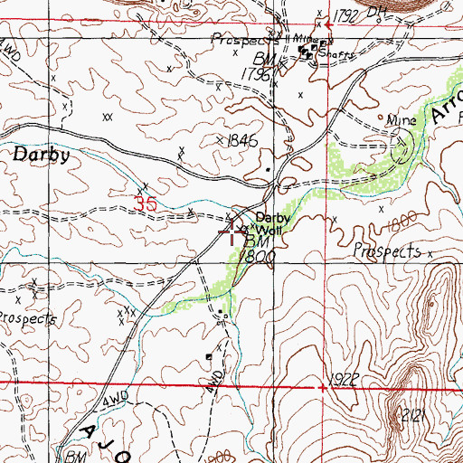Topographic Map of Darby Well, AZ
