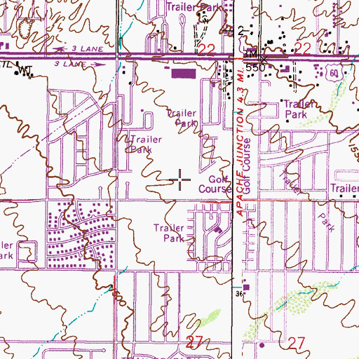 Topographic Map of Holiday Palms Mobile Home Park, AZ