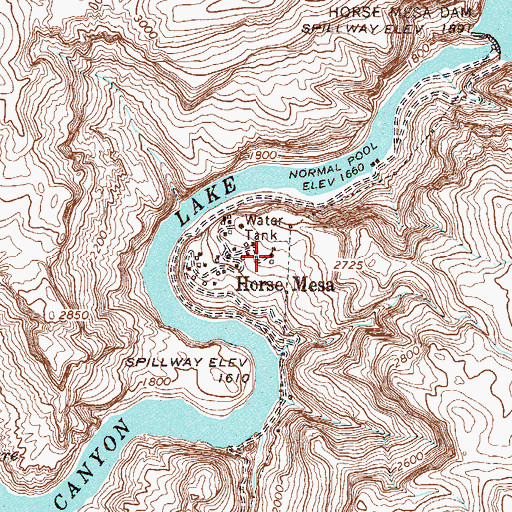 Topographic Map of Horse Mesa Accommodation School, AZ