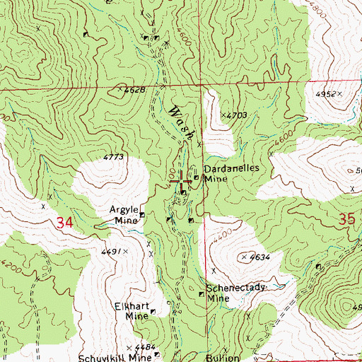 Topographic Map of Dardanelles Mine, AZ
