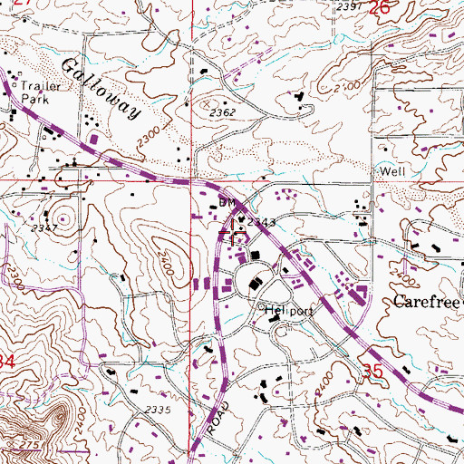 Topographic Map of Los Portales Mall, AZ