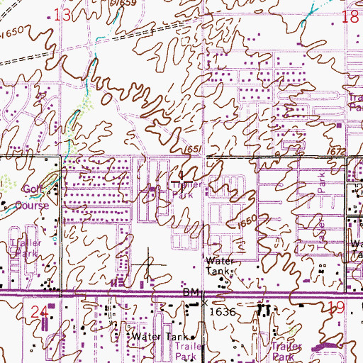 Topographic Map of Meridiancheri Mobile Home Park, AZ