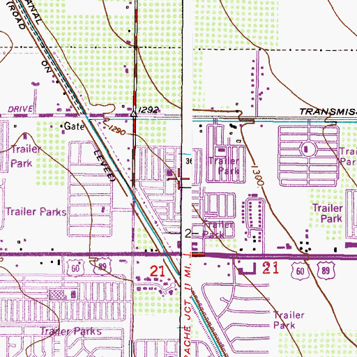 Topographic Map of MonDak Mobile Home Park, AZ
