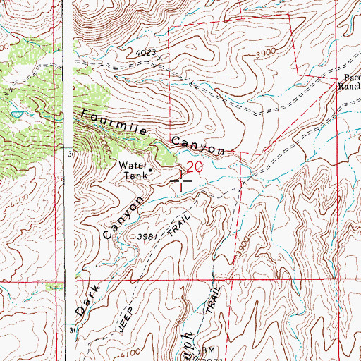 Topographic Map of Dark Canyon, AZ