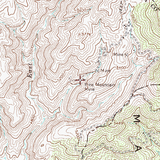 Topographic Map of Pine Mountain Mine, AZ