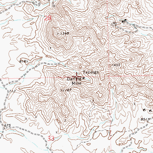 Topographic Map of Darling Mine, AZ
