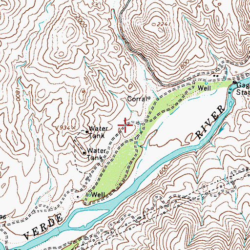 Topographic Map of Riverside Recreation Site, AZ