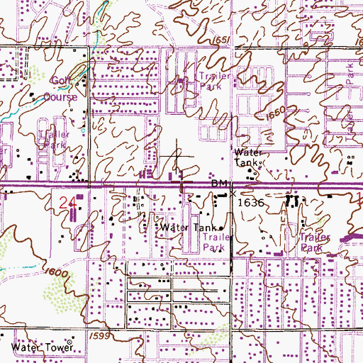 Topographic Map of Shady Rest Mobile Home Park, AZ