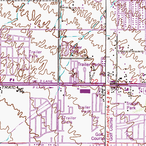 Topographic Map of Silver Spur Ranch, AZ