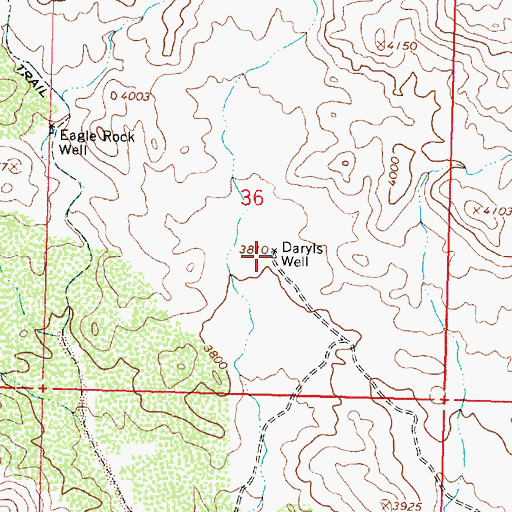 Topographic Map of Daryls Well, AZ