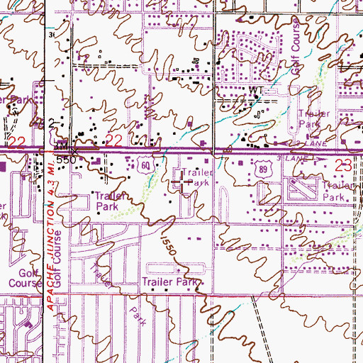 Topographic Map of Twin Acres Family Mobile Park, AZ