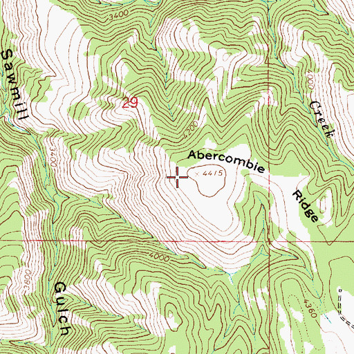 Topographic Map of Abercombie Ridge, ID