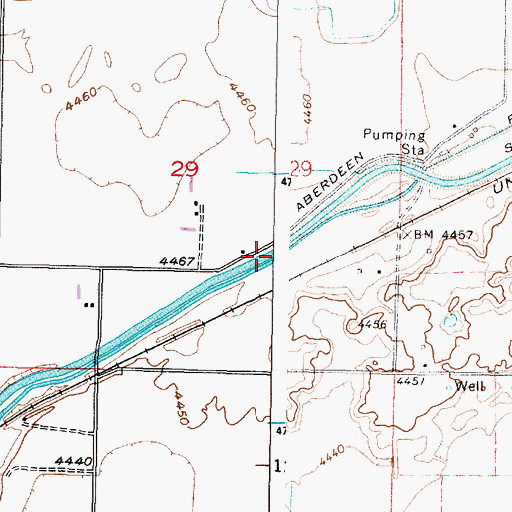 Topographic Map of Aberdeen Springfield Canal, ID