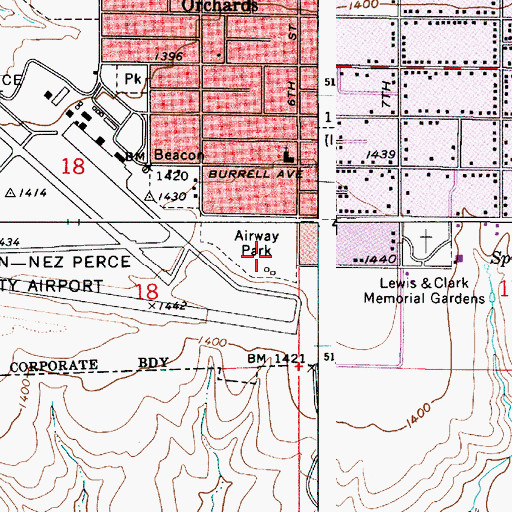 Topographic Map of Airway Park, ID