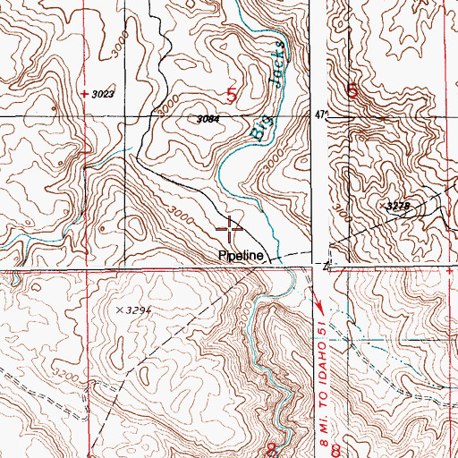 Topographic Map of Al Sadie Ranch, ID