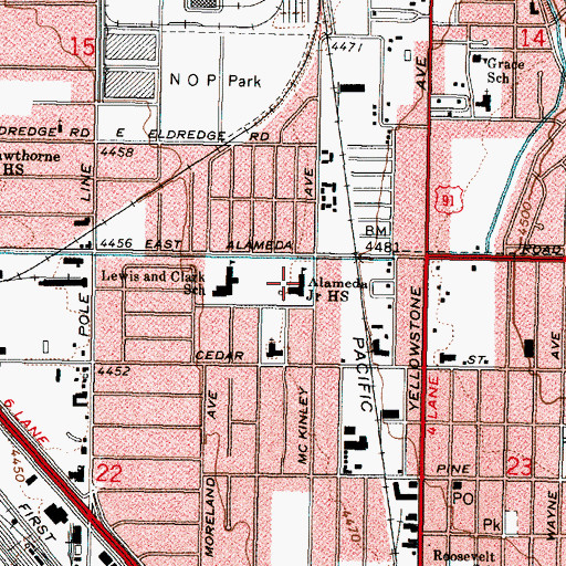 Topographic Map of Alameda Middle School, ID